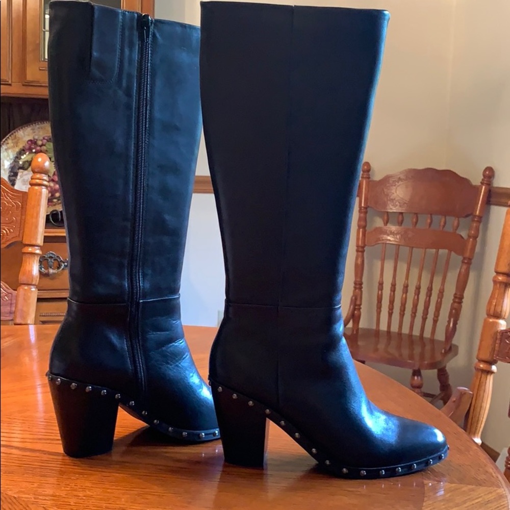 Fergie Olympia Tall Black Leather Boots